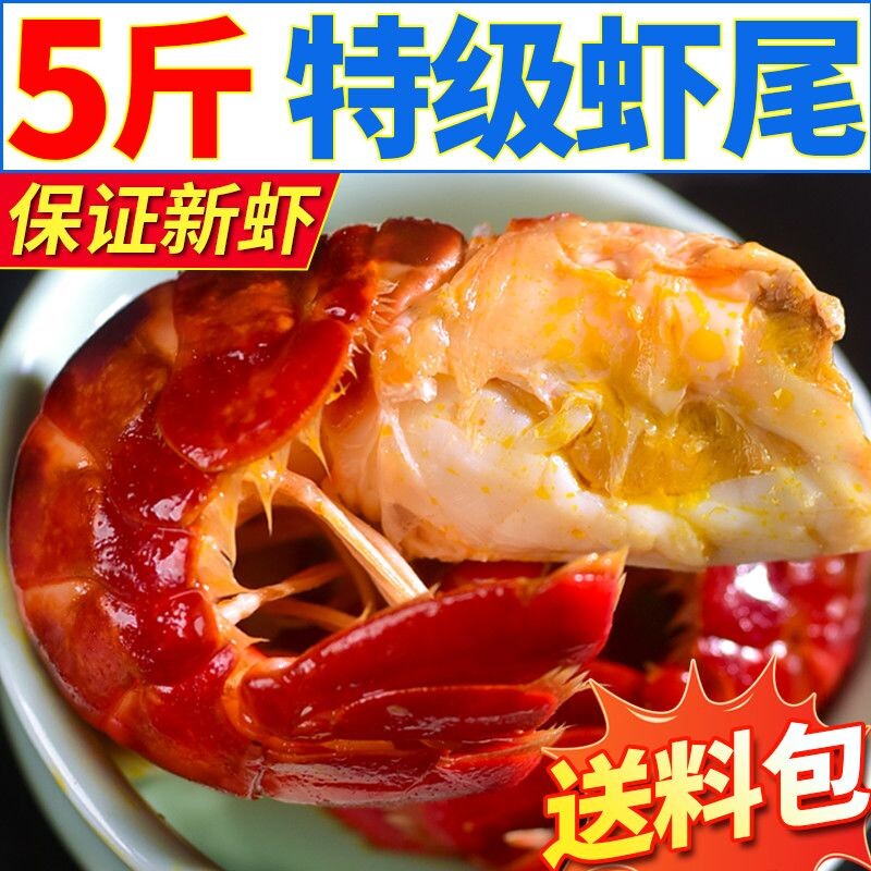 龙虾尾冷冻鲜活小龙虾无冰衣龙虾尾特级大号虾球鲜冻批发生鲜整箱