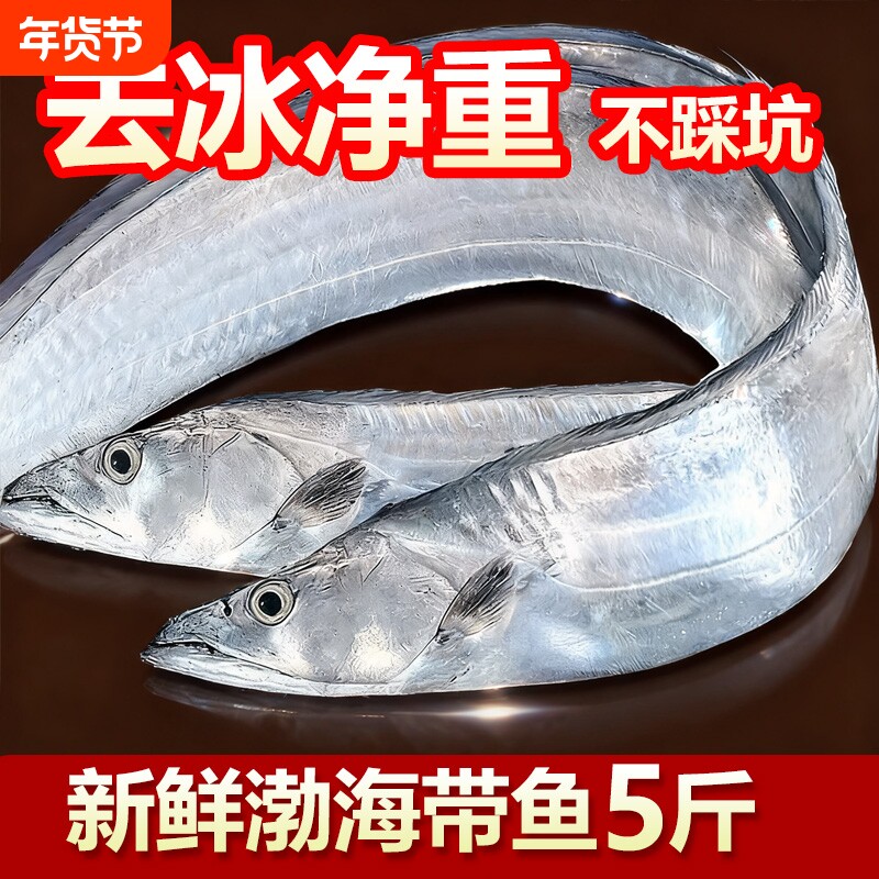 新鲜特级渤海大带鱼4斤黄东海刀鱼整条油带鱼段海鲜水产山东