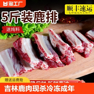 吉林梅花鹿肉新鲜现杀鹿排肉冷冻成年鹿排骨鲜鹿肉5斤 山鲜调