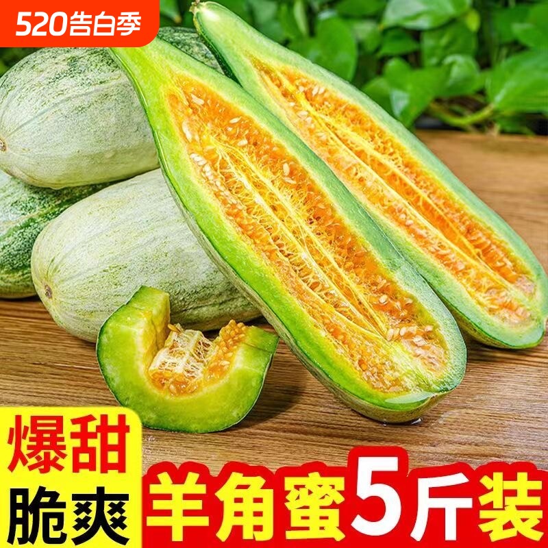 山东寿光翡翠羊角蜜甜瓜新鲜现摘孕妇水果脆甜甜瓜博洋羊角脆蜜瓜