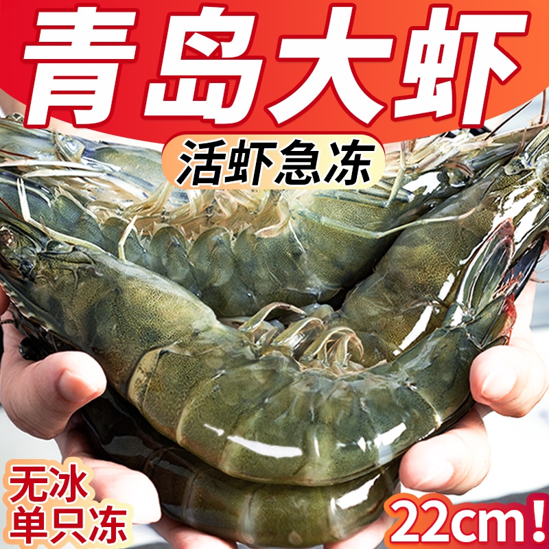 新鲜大虾鲜活超大基围虾青岛大虾特大青虾冷冻白虾海虾类海鲜水产
