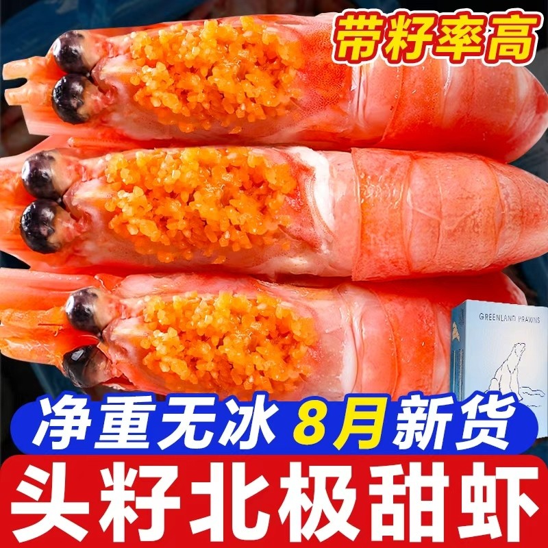 北极甜虾新鲜甜虾刺身冰虾超大虾带籽头籽腹籽北极熊海鲜水产鲜活,水产肉类/新鲜蔬果/熟食,冻虾,淘宝优惠券,粉丝福利购,淘宝优惠卷