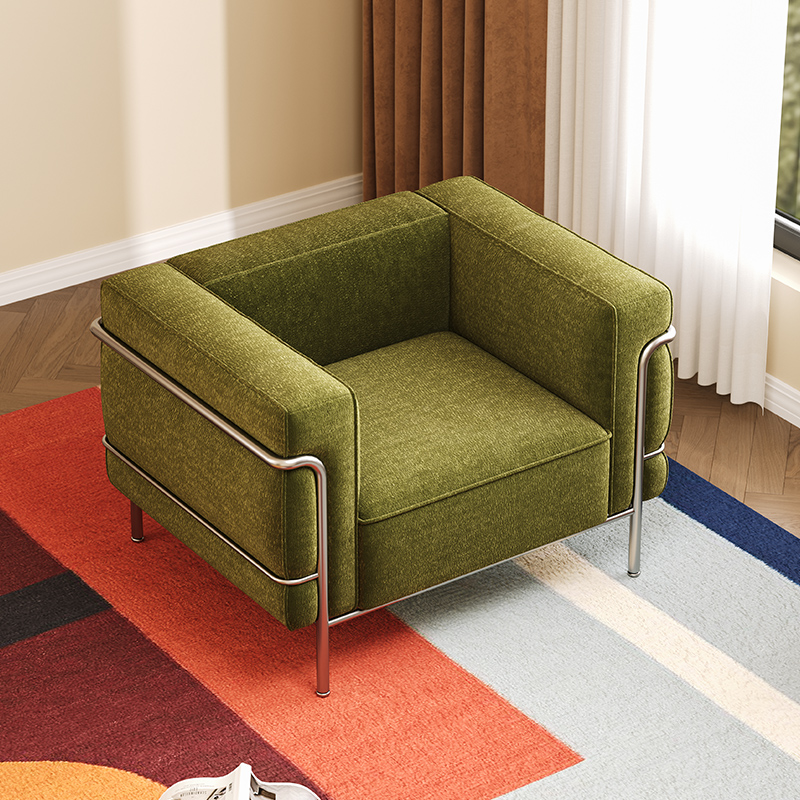 包豪斯中古风雪尼尔面料沙发客厅