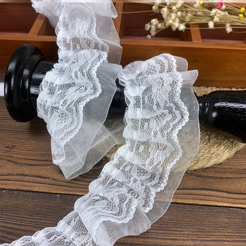 速发高档5cm褶皱蕾丝花边辅料应援扇痛包服装手工装饰材料布料织