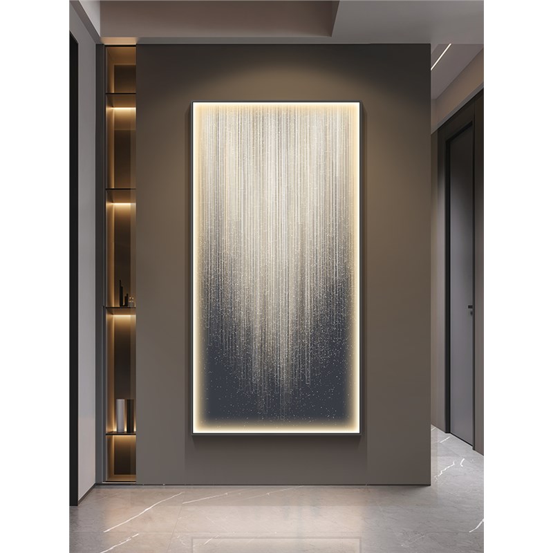 速发轻奢入户玄关装饰简高档画约感壁画竖版走廊过道高级灯发光画