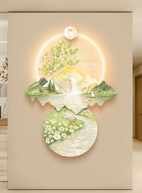 速发日照金山玄壁装饰画奶油风简廊入户挂画走约过道高端墙关灯画