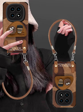 咖啡煤球适用红米note15Pro+手机壳14ProPlus高级感女款12/11全包硅胶防摔note10贴皮磨砂保护套radmi卡通风