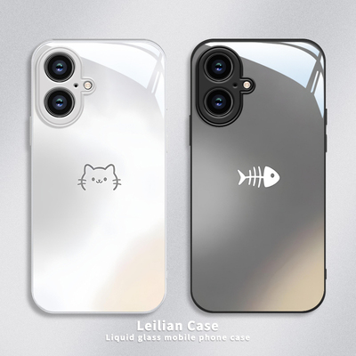 苹果系列鱼骨简约可爱玻璃外壳