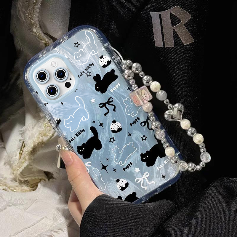 适用苹果16ProMax手机壳iphone15plus新款14高级感晕染兔子可爱ip13全包12防摔散热透明硅胶镜头膜11保护套女