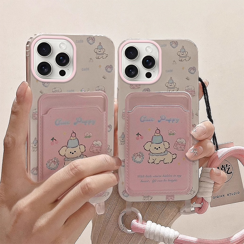 适用苹 果15ProMax手机保护壳iphone14plus新款可爱狗狗ip13趣味12pro卡通小众11带挂绳8/7/6卡包xs专用x保护