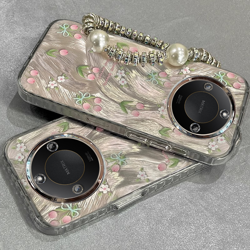 适用荣耀X60手机壳新款huawei高级感i暴郁金香X50GT全包防摔硅胶X40散热专用外壳X30带手链镜头膜好啦保护套