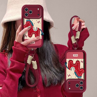 小马公仔适用苹果17Promax手机壳16Plus网红爆款15Pro轻奢高级14新款女13带挂绳12/11保护套iPhone8全包防摔7