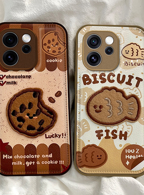 适用OPPOReno15手机壳Reno14立体饼干鱼13Pro女款卡通风12全包11防摔10气垫壳reno9/8网红爆款7/6高级感小众