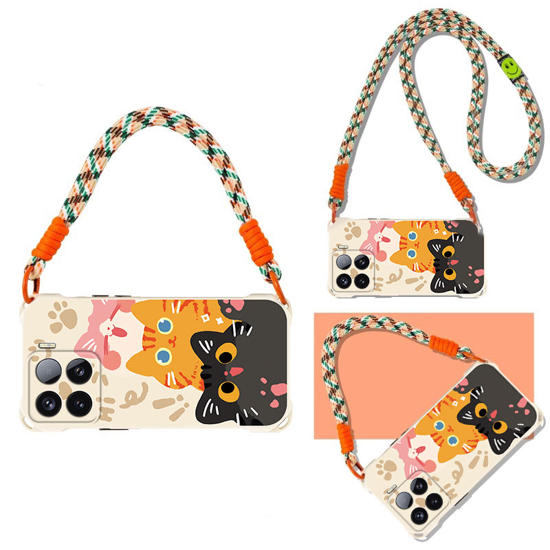 适用小米新款个性创意四角挂绳壳