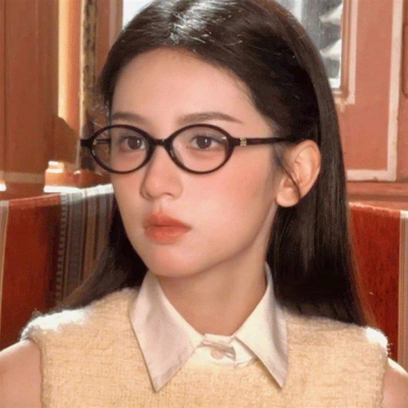 韩版书呆子椭圆小框眼镜女时髦中古风小脸黑框近视镜架可配高度数,工业油品/胶粘/化学/实验室用品,实验室漏斗,淘宝优惠券,粉丝福利购,淘宝优惠卷