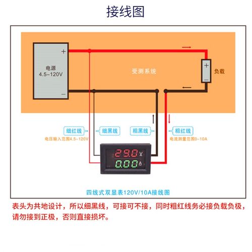 双显直流电流电压仪表直测10A小功率电池数字测量仪12v48v60v72v