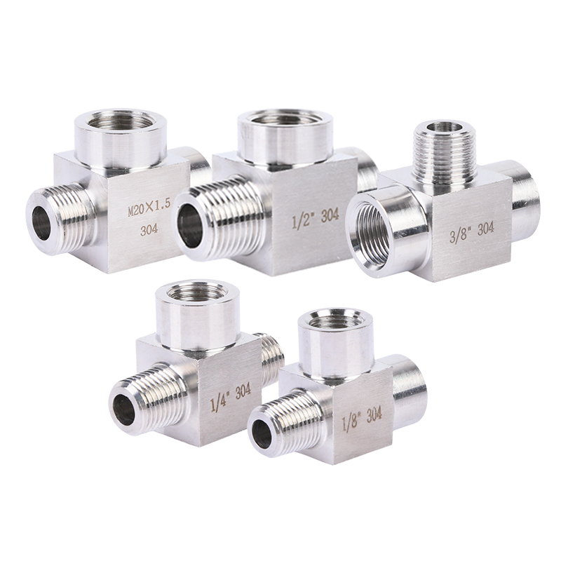 304不锈钢内外丝三通转接头加厚T型内外螺纹接头水管配件2分4分