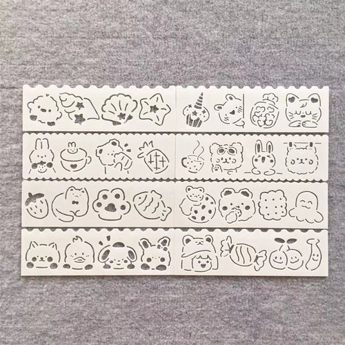 新款细长学生涂鸦绘画模板条卡通镂空手抄报模板卡通绘画模板尺