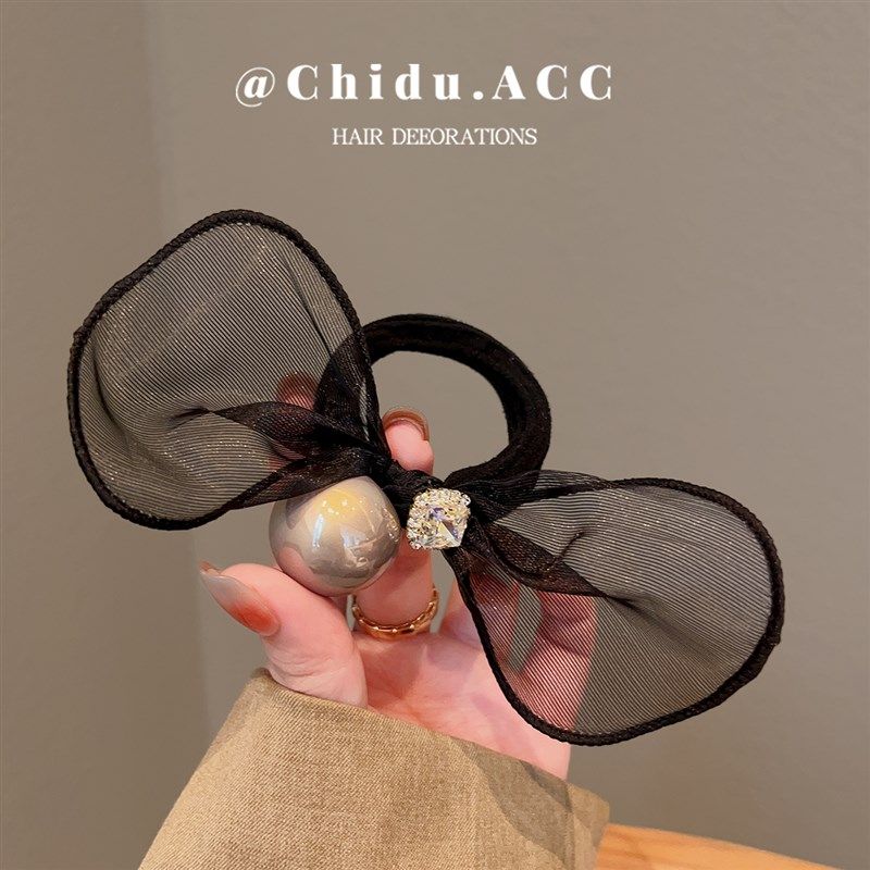 日韩新款珍珠头绳扎头发网纱蝴蝶结发圈马尾皮筋简约气质皮套头饰,工业油品/胶粘/化学/实验室用品,实验室漏斗,淘宝优惠券,粉丝福利购,淘宝优惠卷