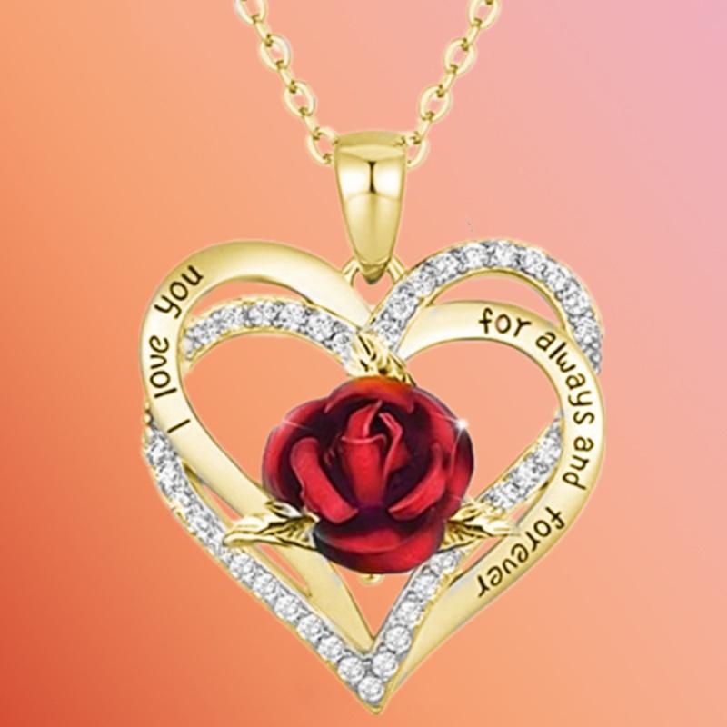 Exquisite Fashion Couple Love Rose Necklace Lady Elegant Jew
