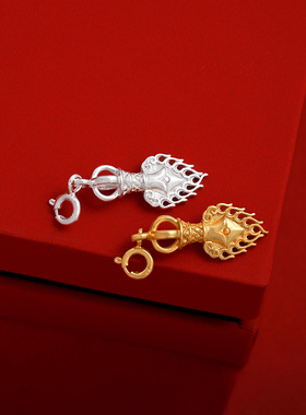 S925纯银镀金文殊剑吊坠挂坠文玩卡子配件diy配饰藏式民族风饰品