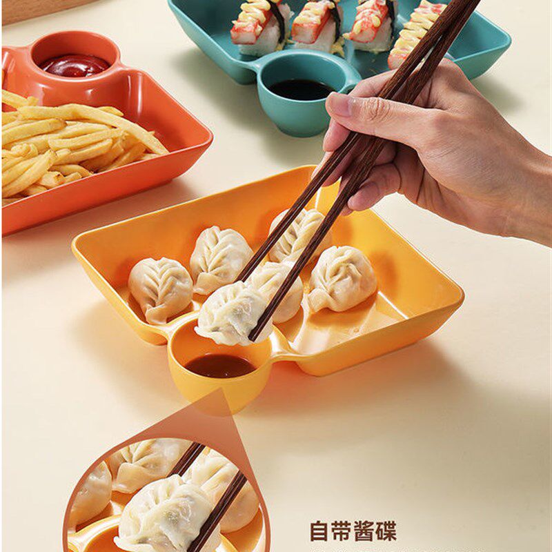好货日本进口饺子盘带醋碟寿司炸鸡盘餐盘家用创意塑料菜盘碟子水