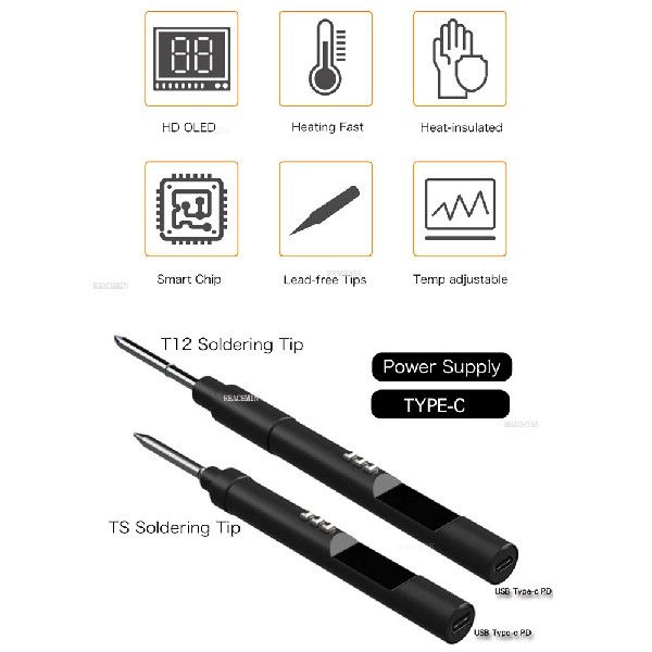 1 Pc Soldering Iron PTS200 T13 65W PD3.0 USB Type-C Charge