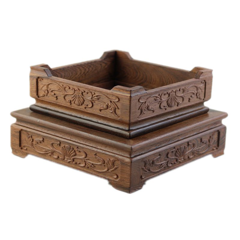 L鸡翅木长方形底座实木雕刻佛像花瓶奇石工艺品摆饰奇石托架可定