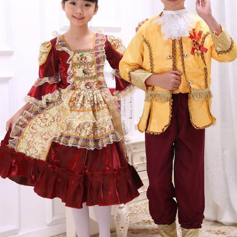 极速l新款儿服童服式装男宫廷演出公王主裙子表演俄罗斯国王欧话