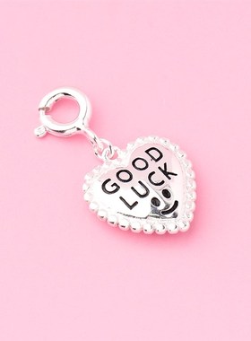 滴胶樱桃心形吊坠s925银goodluck桃心挂件滴釉爱心项链坠子银配件