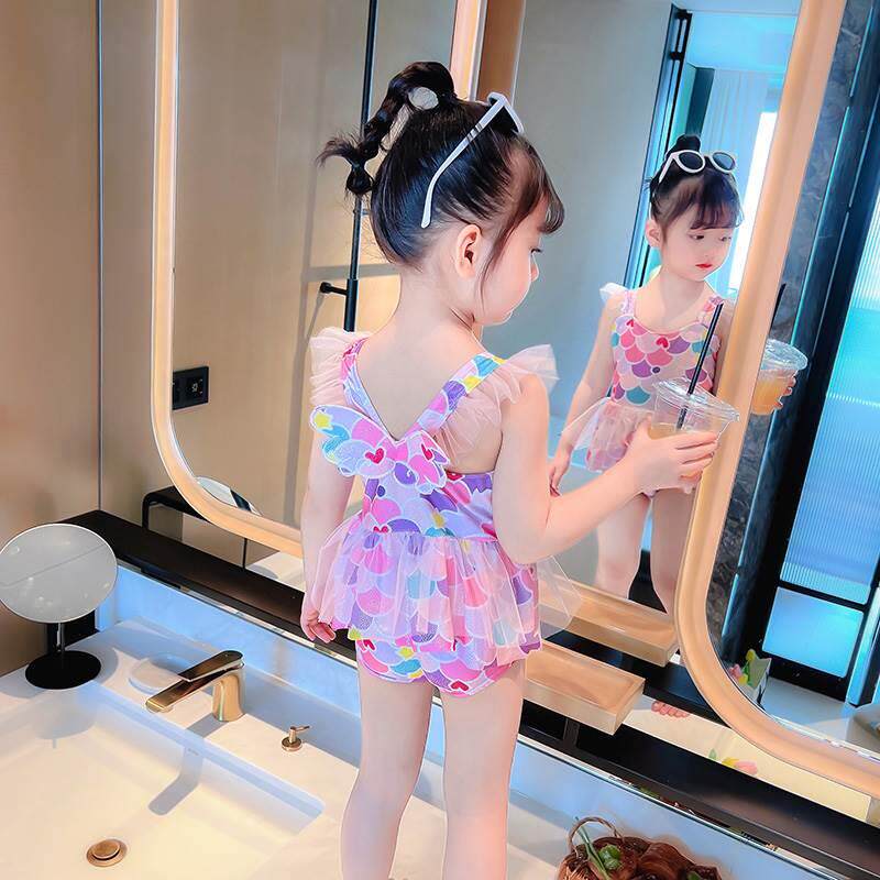 极速儿童夏季甜美可爱2023女童吊带速干连体游泳衣裙式女&rsq&r;