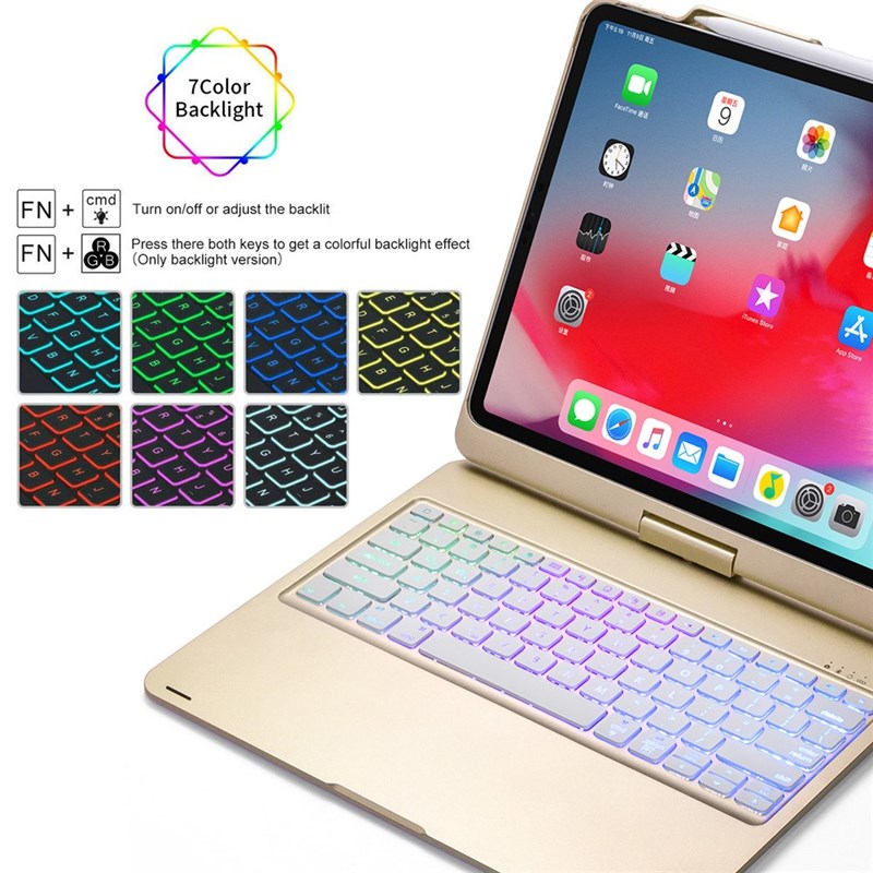 ablet board Case for iPad Pro 12.9 2018 Backlit Flip Wireles