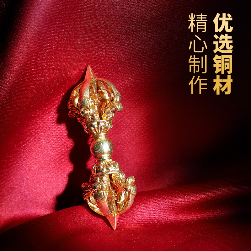 金刚杵吊坠密宗纯铜鎏金金刚橛项链随身男藏式配饰五股金刚杵挂件