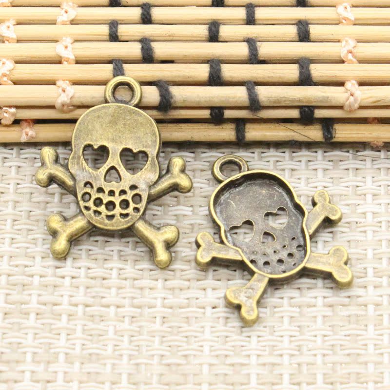古青铜DIY吊坠 饰品配件 骷髅头 25x21mm 20个 T10449