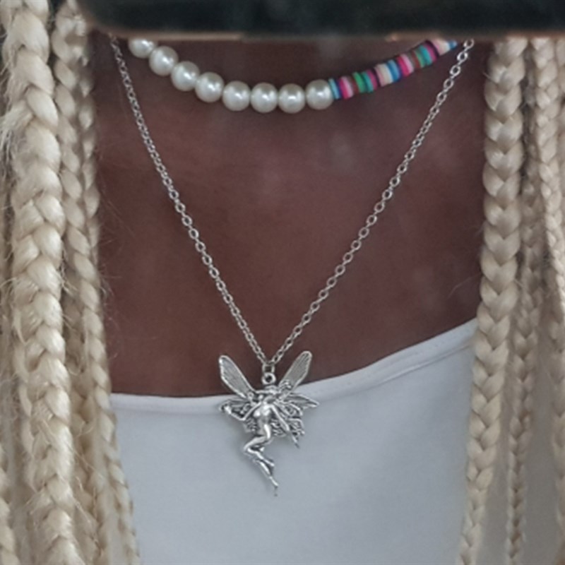 Ancient Punk Statement Angel Fairy Wings Pendant Necklace fo