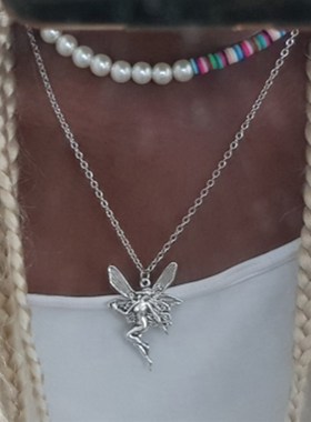 Ancient Punk Statement Angel Fairy Wings Pendant Necklace fo