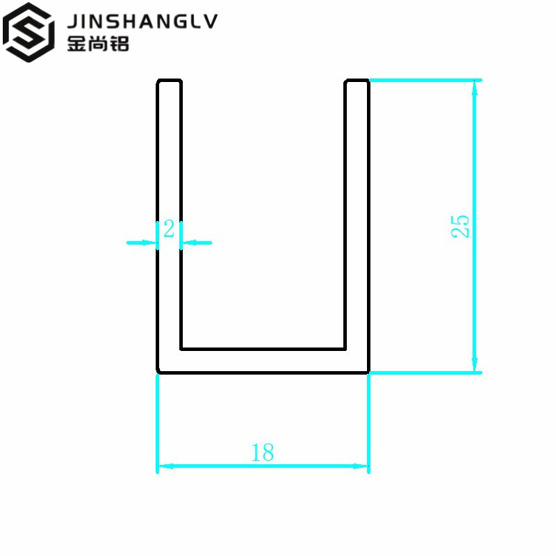 铝合金u型槽18x25x2U型铝条铝合金U型条铝挤型材料导轨铝合金型材