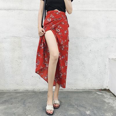 好货Women Floral Print Chiffon Long Skirt Summer New Stylish