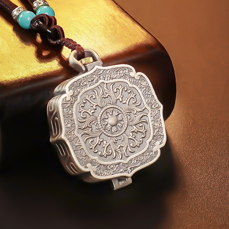 纯银西藏式法轮嘎乌盒吊坠装藏楞严咒挂件男女情侣款民族风