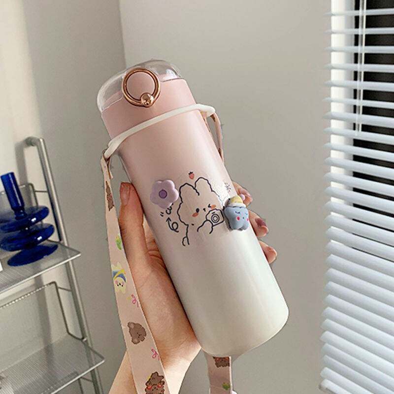 极速Vacuum cup ladies belt straw cup simple cute good-lookin