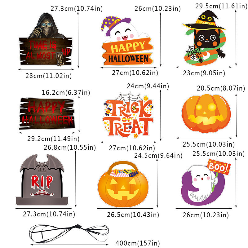 极速Halloween Pumpkin RIP Door Hangings Witch Hat Trick Or