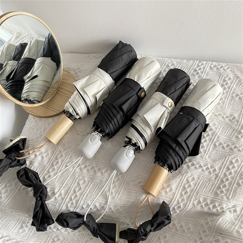 3fter法式禁欲系折叠伞全自动女晴雨两用太阳伞便携黑胶雨伞ins风