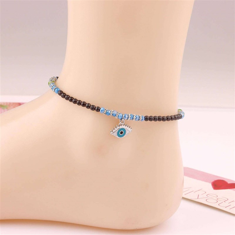 Jewelry anklet handwoven beads eye pendant fashion boho lad