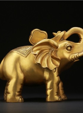 铜大象摆饰一对吸水象黄铜象紫铜色大象工艺礼品摆饰店铺开业乔迁