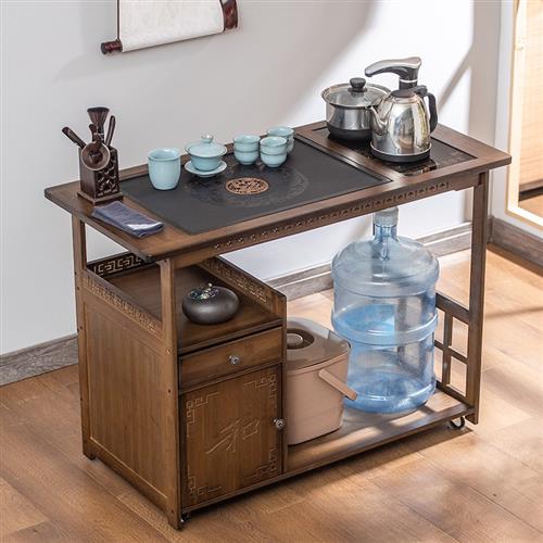 新品悠阳 移动茶台茶桌s烧水壶一体家用小茶水柜非实木茶车阳台泡