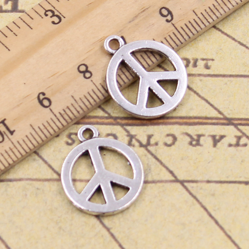 古银色DIY吊坠 饰品配件 和平符号 19x16mm 30个 Y11943