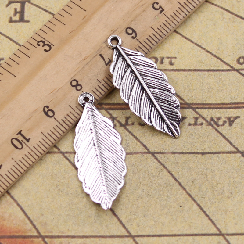 古银色DIY吊坠 饰品配件 树叶 31x12mm 50个 Y10709