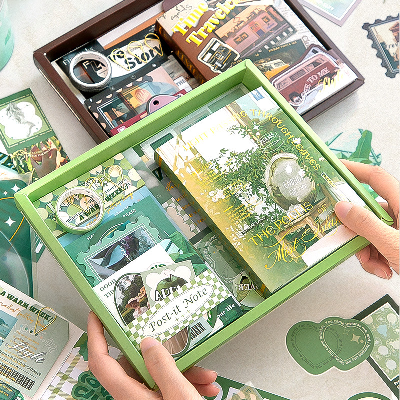 芯陌手帐礼盒 人生收藏系列 暖寄复古DIY手帐素材116枚入 2款