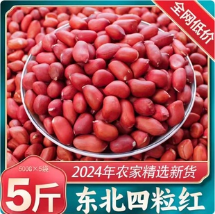 东北红衣生花生米500g黑龙江四粒红花生仁新鲜红皮不带壳新货米仁