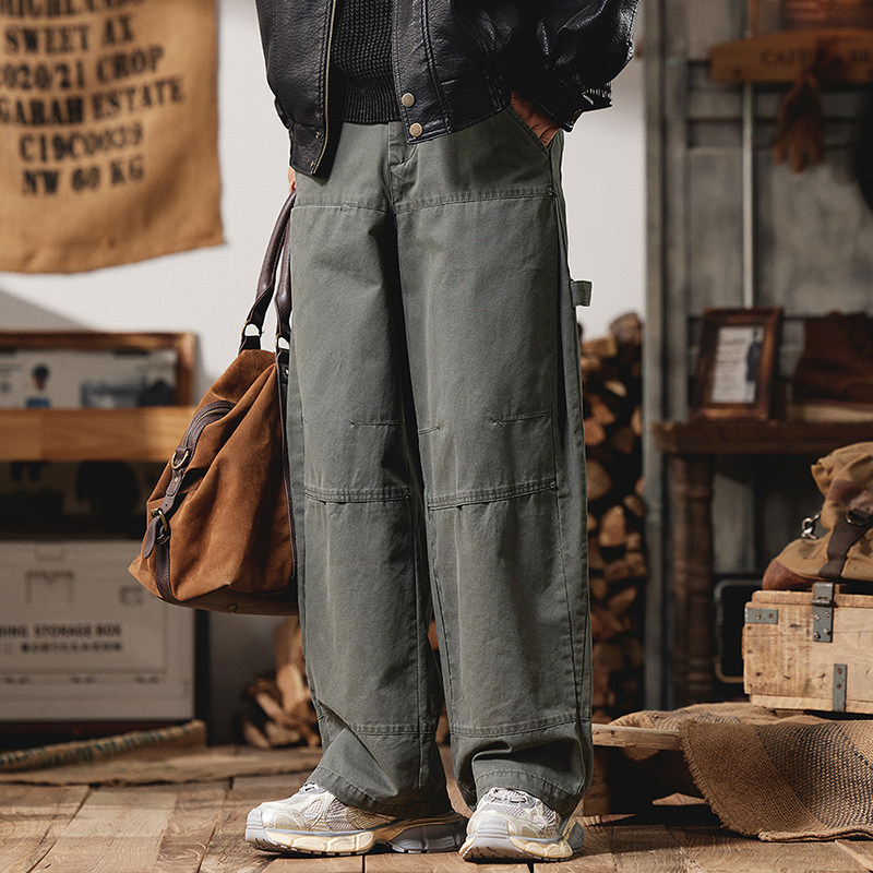 黑色工装休闲裤男生宽松直筒秋季美式复古裤子男款潮牌运动裤